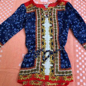 Cache Women Paisley Red Blue Gold Soft Tunic